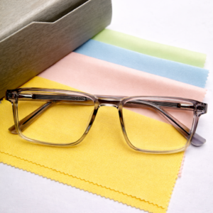 Transparent Square Eyeglasses with Metal Temple – Modern Lightweight Frame