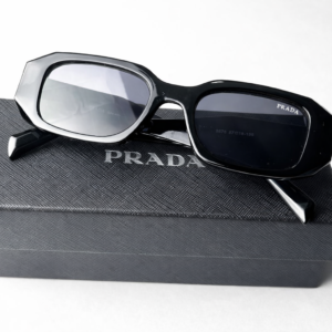 Prada Milano Premium Black Geometric Sunglasses with Luxury Case