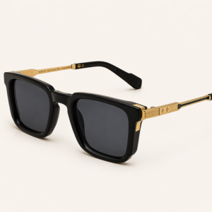 Dita Style Unisex Sunglasses black square frame with metal temples