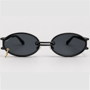 Genter Black Oval Sunglasses – Trendy Minimal Frame
